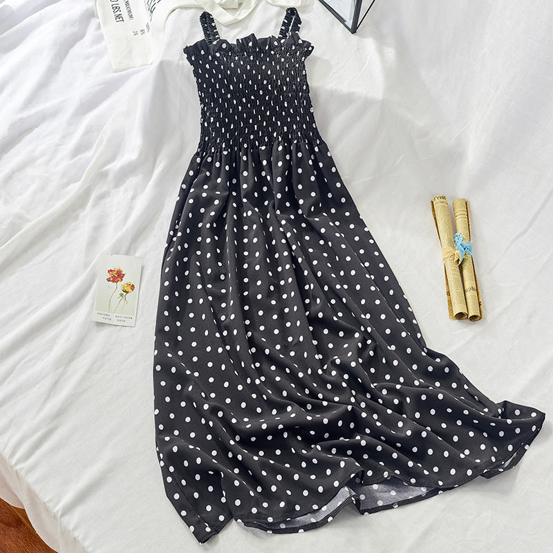 Summer Polka Dot Ruffle Strap Dress for Women