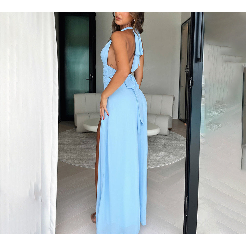 Split Neck Solid Dress