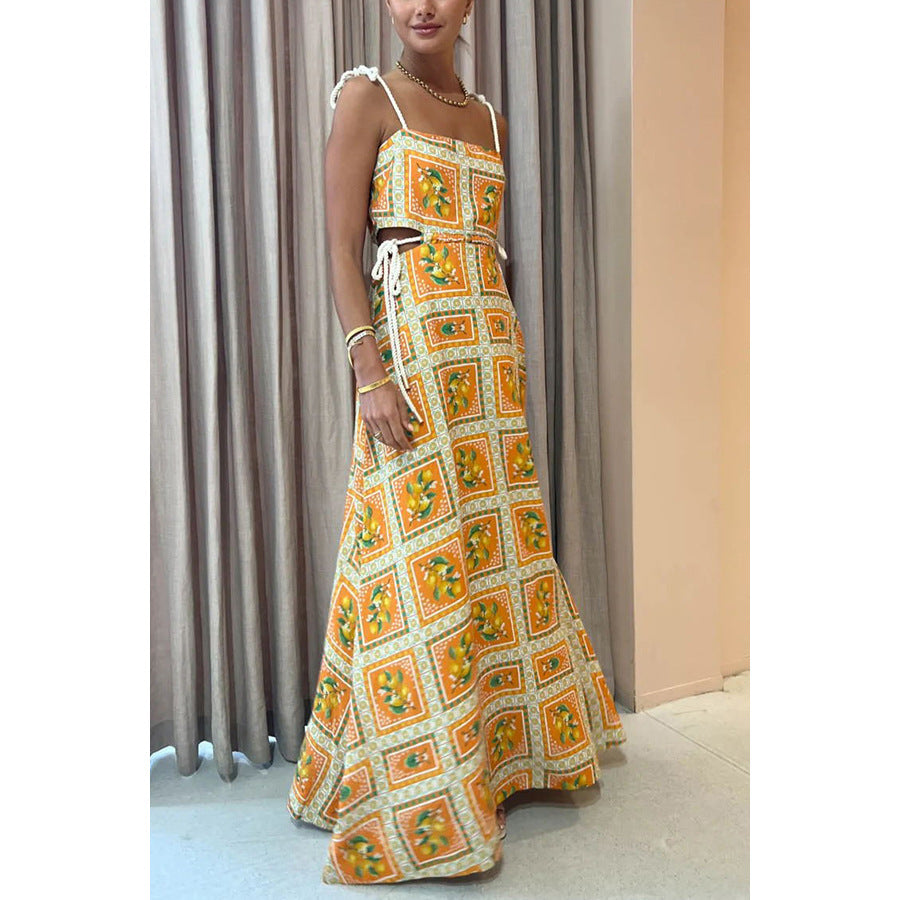Spring Summer Casual Drawstring Dress for Women