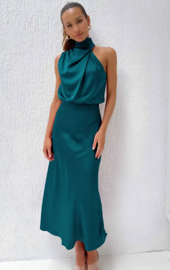 satin dress by isloa