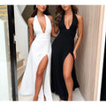 Split Neck Solid Dress