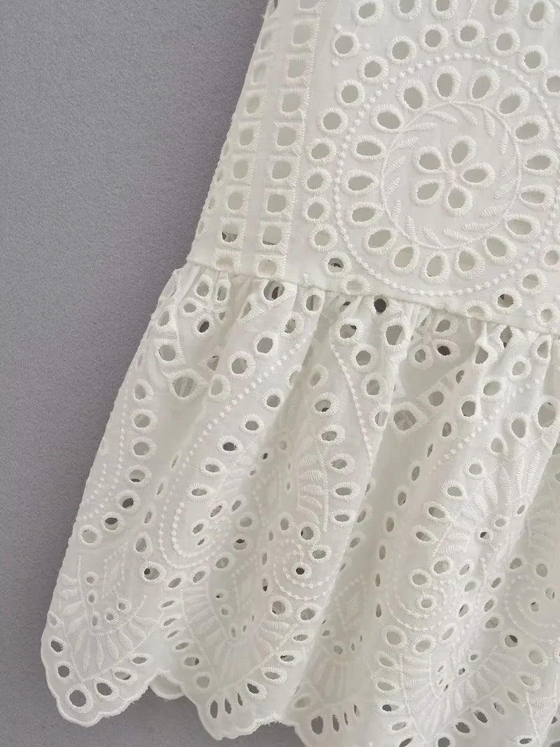V-Neck Lace Embroidered Dress for Women