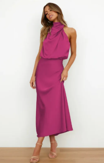 satin dress by isloa