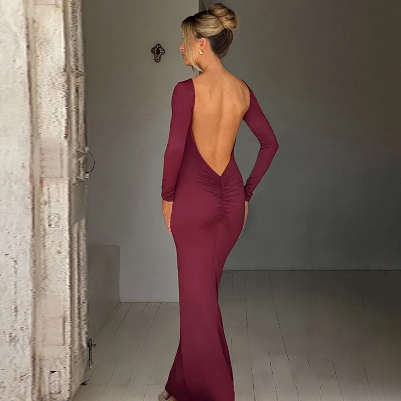 Backless Pleated Dress