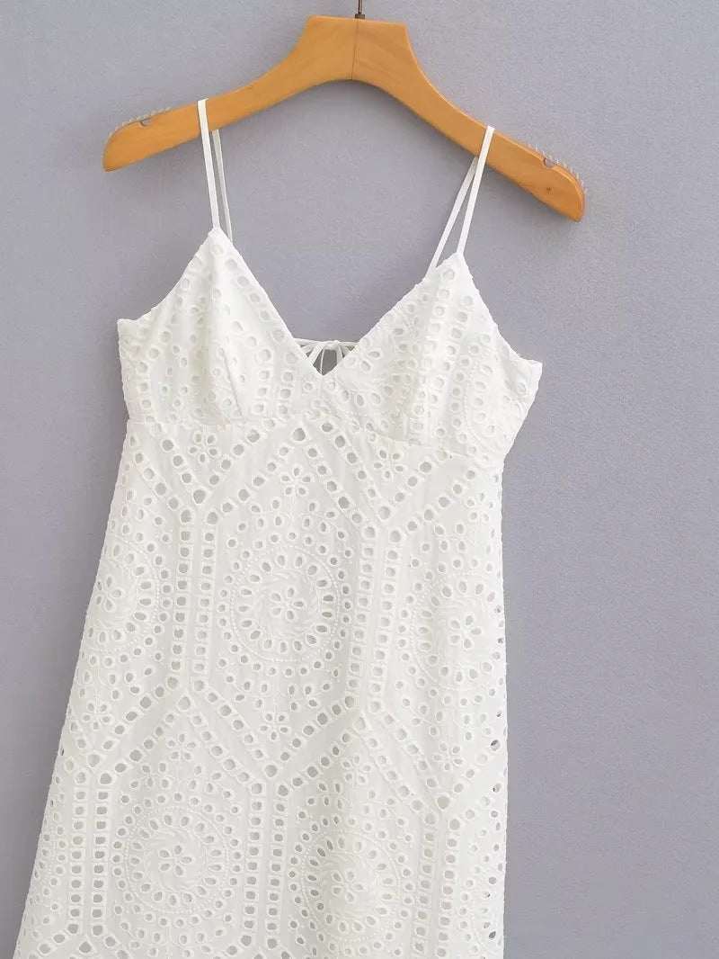 V-Neck Lace Embroidered Dress for Women