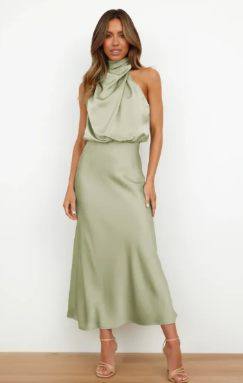 satin dress by isloa
