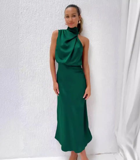 satin dress by isloa