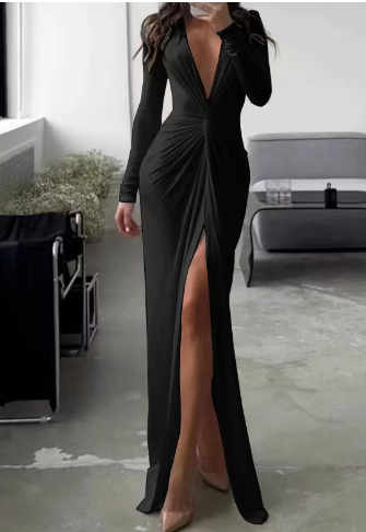 Elegant V-Neck A-Line Dress