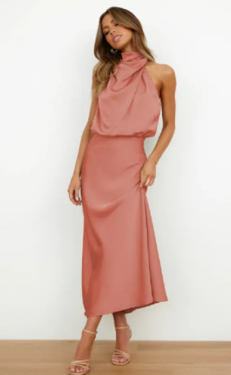 satin dress by isloa