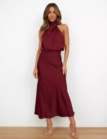 satin dress by isloa
